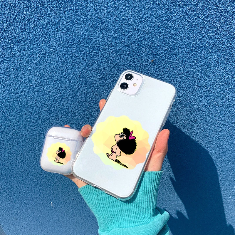 Хит продаж мультяшный мягкий силиконовый прозрачный чехол Mafalda для Airpods 2 1