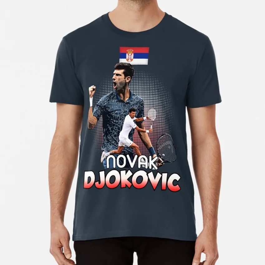 Тёмно-синий Теннисная футболка Novak DjokoVic Us футболка novak djokovic djoko djokovic us open grand slam теннис сербийский Уимблдон - Цвет: Тёмно-синий