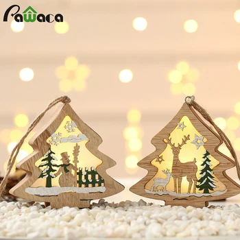 

Xmas Tree Luminous Pendant Log Painted Christmas Ornament 1 pcs Christmas Glowing Pendant New Year Gift Home Festival Decoration