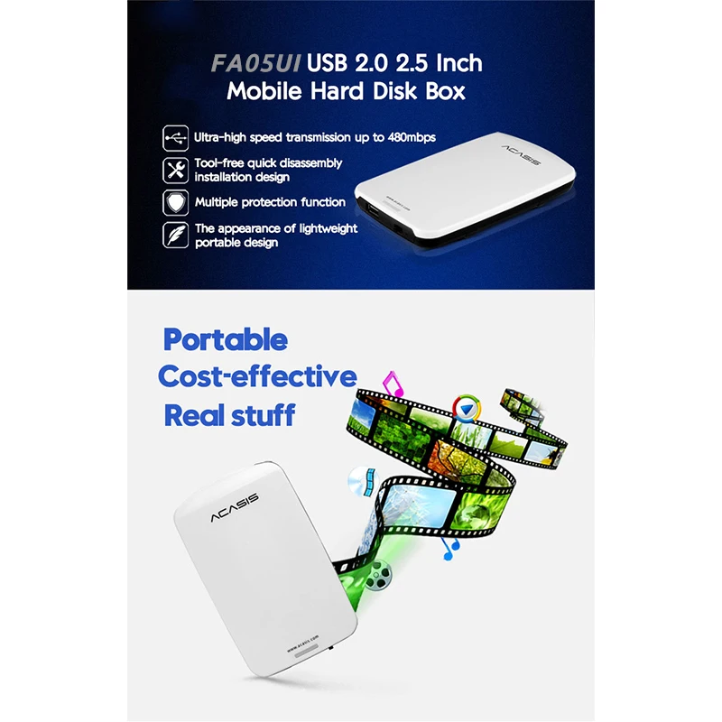 usb 2.0 hdd external box Acasis 2.5 Inch USB 2.0 to IDE HDD Box Portable External HD Hard Drive Hard Disk Case Mobile Hard Disk Box desktop hard disk case