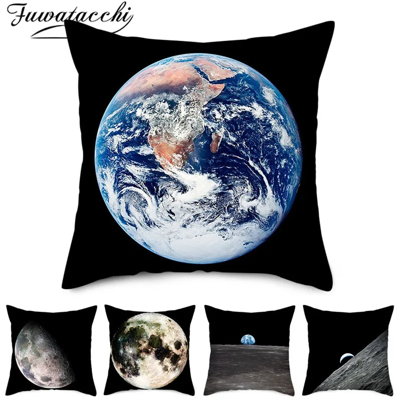 

Fuwatacchi Earth Moon Cushion Cover Universe Planet Pattern Pillow Case Home Decorative Pillow Cover for Sofa Car Seat 45x45cm