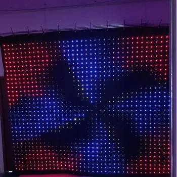 

Fireproof Fabric P18 6m x 4m DJ DMX LED Starlight effect rgb stage backdrop led lighted black led curtain