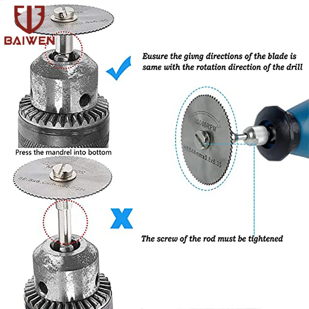 6PCS Mini HSS Circular Saw Blade Drill Rotary Tools Woodworking Cutting Discs For Metal Cutter Power Tool Mandrel Set