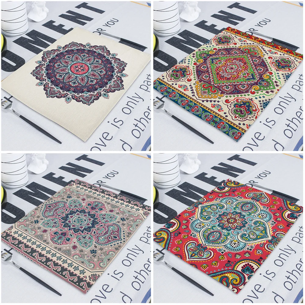 42*32 см Boho Ретро столовые приборы, абстрактный геометрический декор, прямоугольные столовые коврики для столовой, коврики для чашек Onderzetters