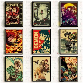 

Retro Demon Slayer: Kimetsu No Yaiba Tanjirou Nezuko Anime Manga Wall Poster For Living Room Home Art Decoration