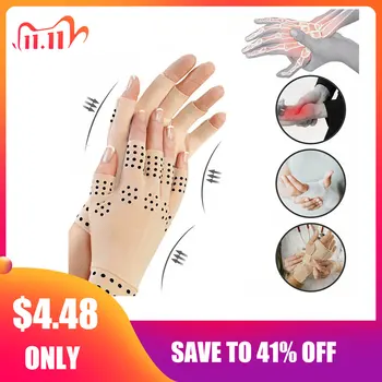 

1 Pair Magnetic Therapy Fingerless Gloves Anti Arthritis Pain Relief Compression Therapy Gloves Heal Joints