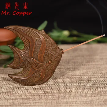 

Antique Bronze Fish Tea Pet Halibut Incense Holder Tea Table Home Censer Accessories Copper Figurines Ornament Crafts Decoration