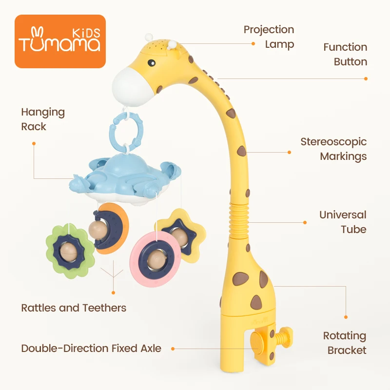 Детские погремушки в кроватку мобильные игрушки держатель вращающийся на 360 ° гибкое вращение Мобильная кроватка для новорожденных Музыкальная Коробка проекция детская игрушка
