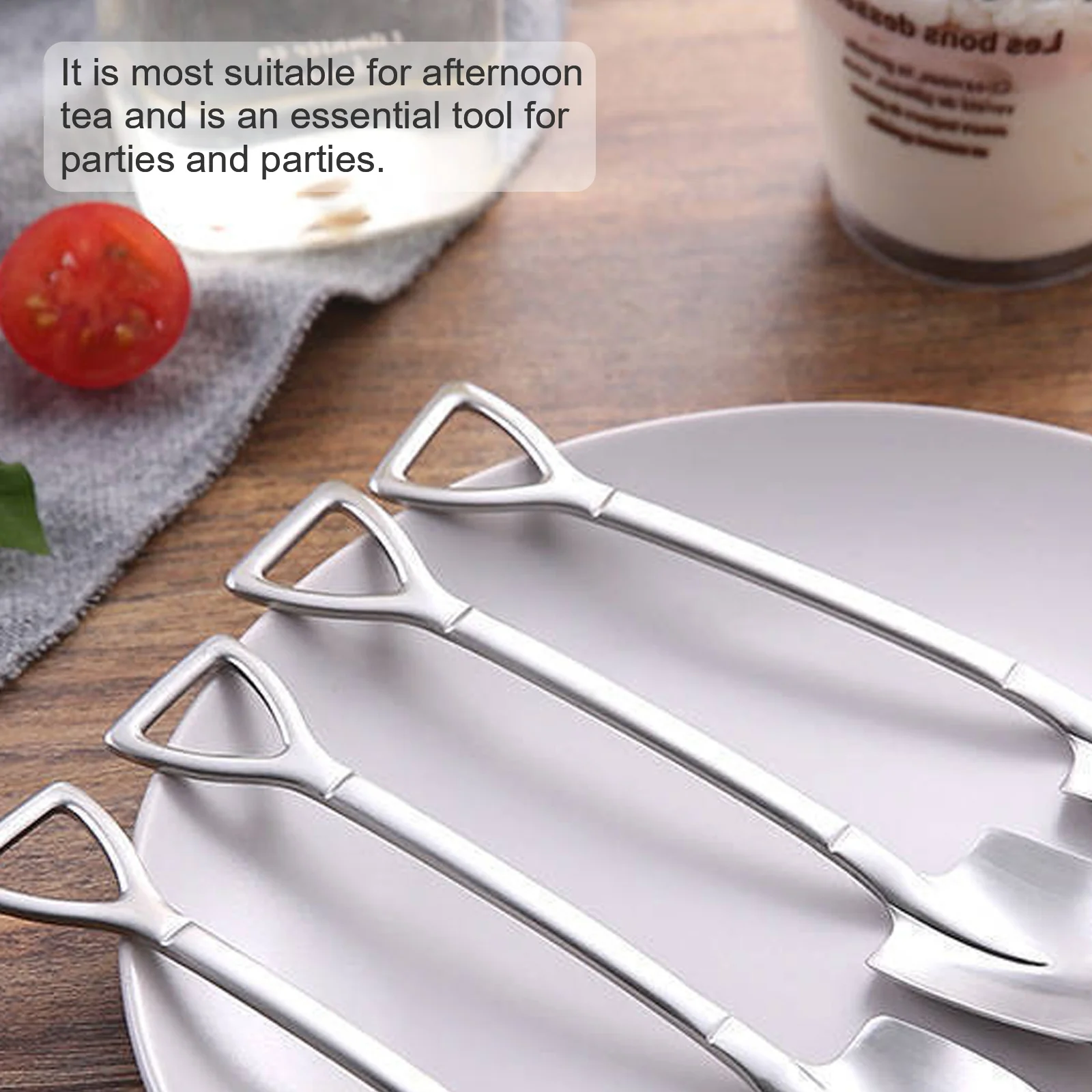 Coffee Spoon Cutlery Set Stainless Steel Retro Iron Shovel Ice Cream Spoon Scoop Tea-Spoon Tableware Coffee Scoop 4 Pcs stainless steel spoon tea spoon