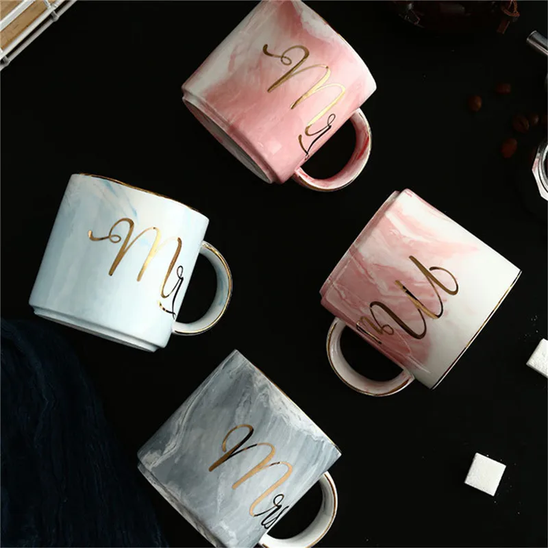 Роскошная керамическая кружка с каменным узором для водного напитка Mr Mrs Coffee Tea Milk