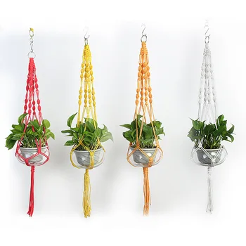 

Handmade Hanging Baskets Flowerpot Plant Holder Macrame Pot Indoor Wall Hanging Plant Hangers Flowerpot Mesh Net Holder Basket