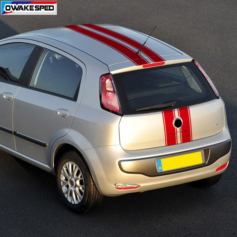 Car Hood Bonnet Sport Sticker For-Fiat Punto Auto Engine Cover Stripes Auto Body Decor Vinyl Decals Exterior Accessories (4)