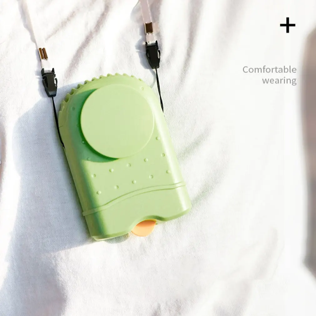 

USB Charging Handheld Hanging Neck Ultra-Quiet Fan Button Ordinary Round Plastic Light And Convenient Ultra Thin Endurance