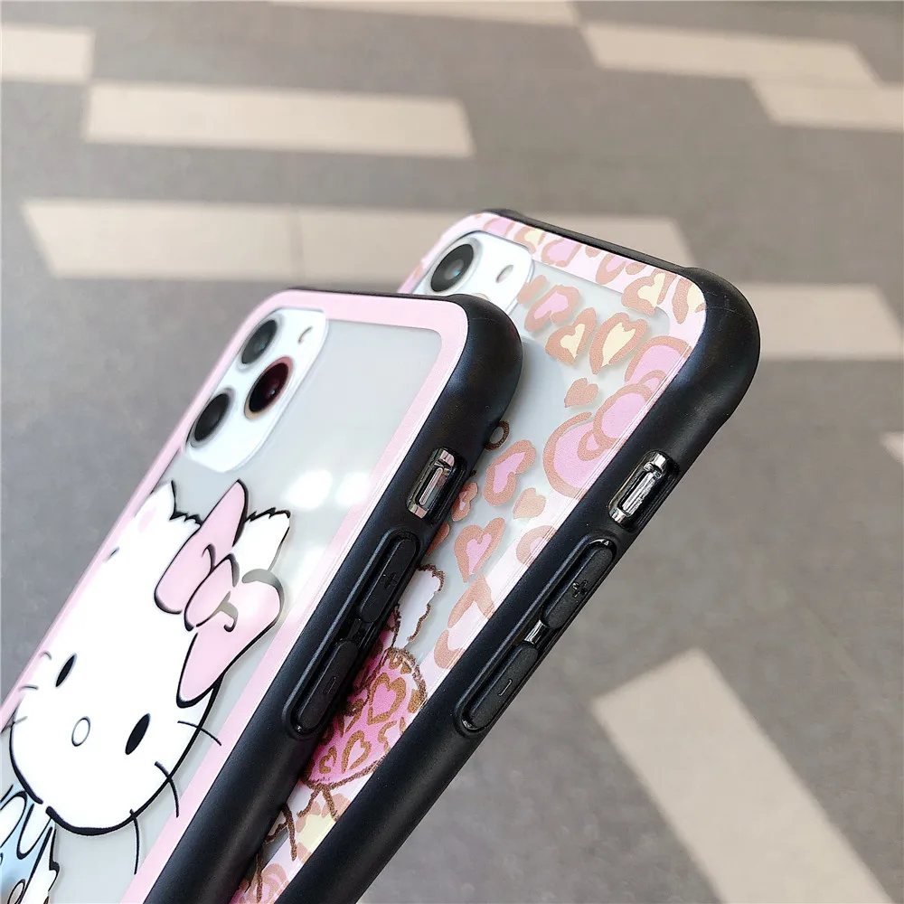 Hello kitty маленький чехол из закаленного стекла для телефона с двумя звездами для iphone 11 Pro Max 66sPlus 7 8 plus X XR XS MAX аниме прозрачный чехол