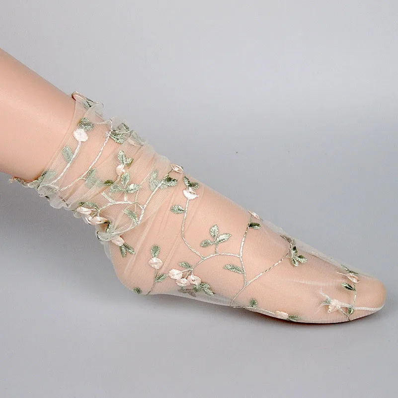 LKWDer/3 пары женских носков дышащие ультратонкие носки летние женские прозрачные кружевные шелковые с кристаллами розы эластичные носки для девочек - Цвет: B