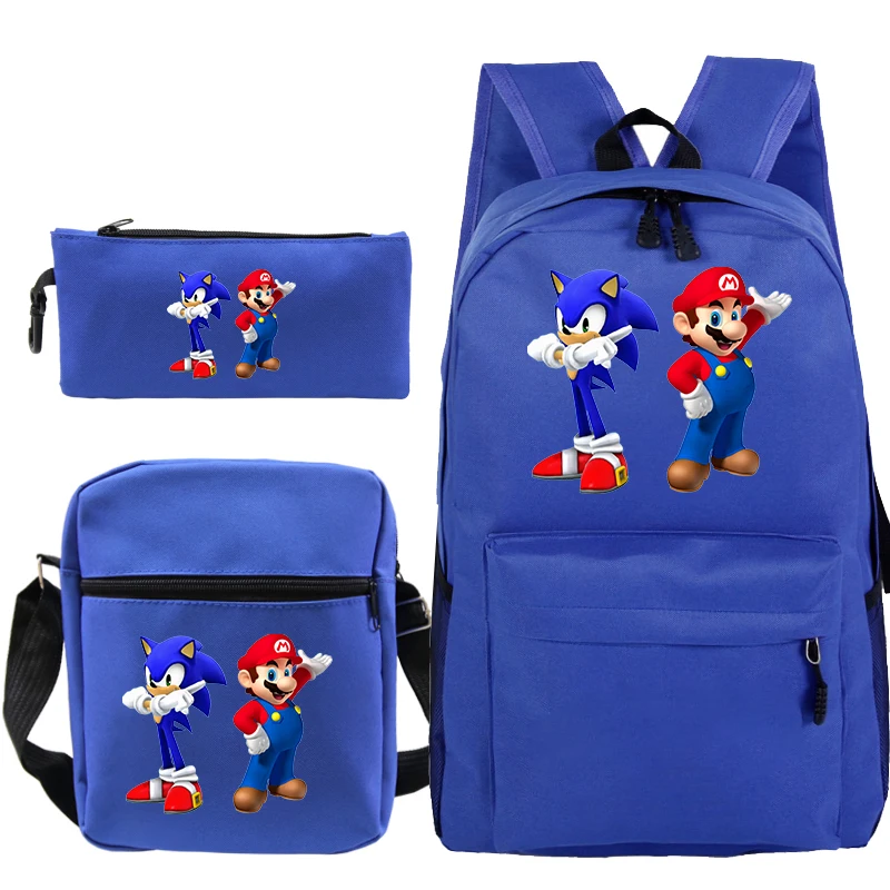 Рюкзак 3 шт./компл. Kpop Mochila Sonic супер рюкзак Марио школьные сумки для девочек-подростков хип-хоп аниме Sac Dos пенал