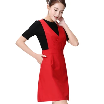 

2020 beauty salon health club work uniform women short sleeve workwear medical lab coat retro patchwork spa club dress