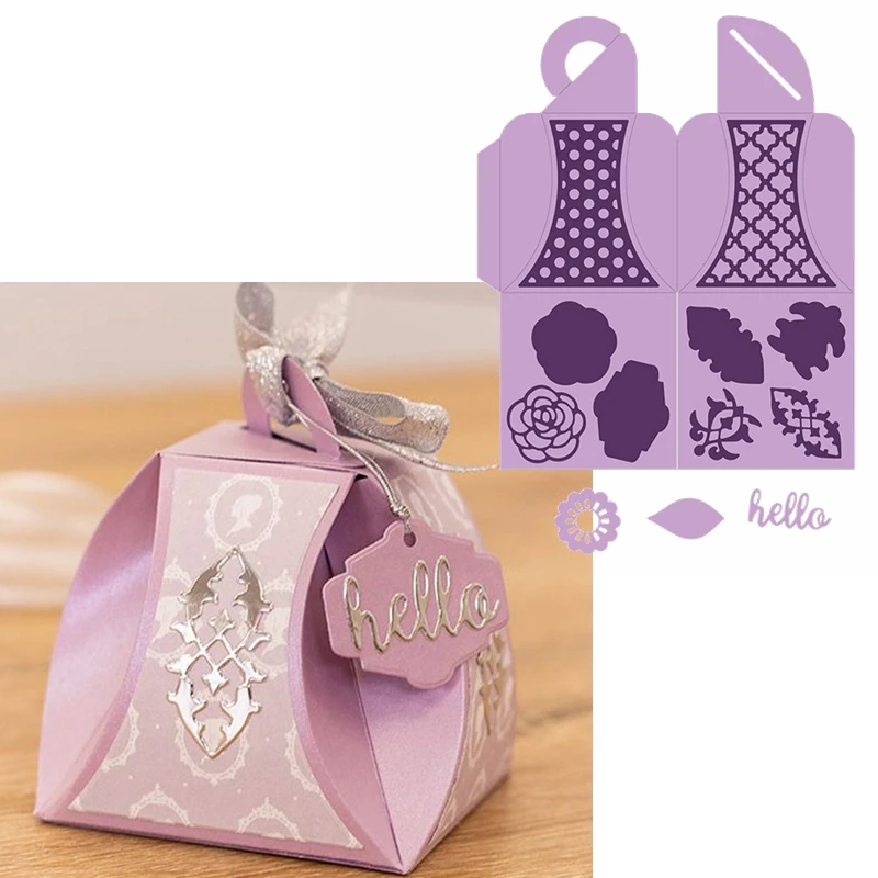 

Carriable Candy Box Metal Cutting Dies Foldable Flower Pattern Dessert Box Die Cuts For Card Making DIY New 2019 Crafts Cards