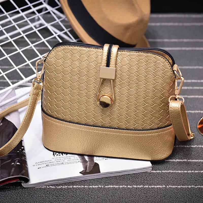 Gold Shoulder Bag Женская сумка через плечо, модная женская сумка, сумка-тоут, роскошная кожаная женская сумка на плечо, винтажные пряжки для сумок, сумка-шоппер, тканая сумка - Цвет: Gold Shoulder Bag