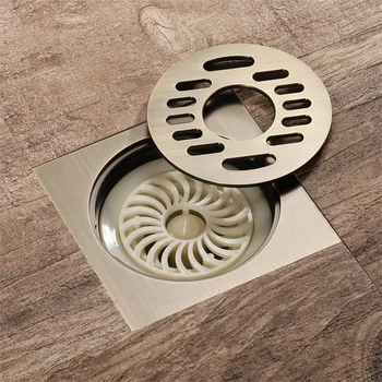 

Copper Floor Drain Square round Washing Machine Deodorizing Floor Drain Bathroom Large Flow Bronze Vintage Floor Drain
