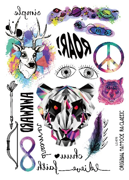 YuBeauty Birds Feather Animal Totem Temporary Tattoos LC-Series - Цвет: LC876