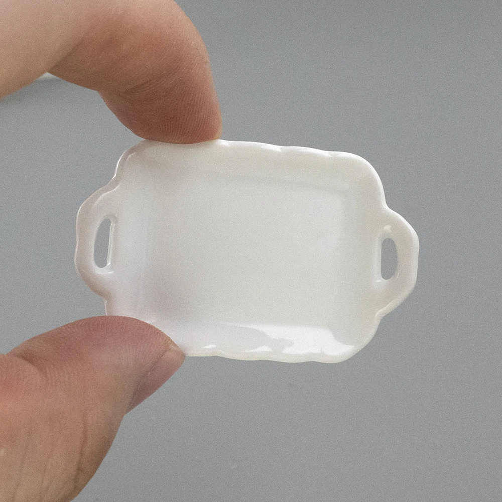 1Pcs 1/12 Dollhouse Miniature Accessories Mini Ceramic Food Tray Simulation Plate Model Toys for Doll House Decoration