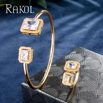 

RAKOL Romantic Cubic Zirconia Exquisite Bracelet Ring Set For Women Wedding Dinner Party Anniversary Gift Jewelry RSP3172T