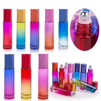 

1/5/10PCS 10ml Mixcolor Glass Bottle Roll on Roller Ball Aromatherapy Essential Oil Mist Container Travel Refillable Bottle