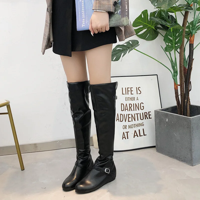 Aleafalling Women Winter Boots High Soft Leather Girl Boots Spring Mid-calf Pleated Soft Leather Shoes Woman Fashion Boots 35-43