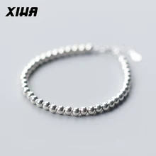 Элегантный, бисерный женский браслет из стерлингового серебра 925 пробы, браслеты для женщин, ювелирный браслет, женские свадебные Винтажные Ювелирные Изделия