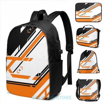

Funny Graphic print CSGO Black & Orange USB Charge Backpack men School bags Women bag Travel laptop bag