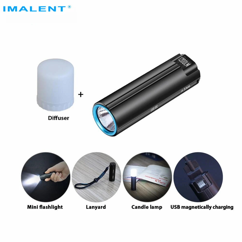 IMALENT LD10 CREE XPL LED 18350 Mini Flashlight 1200LM Waterproof Magnetic USB Rechargeable EDC Torch Light with Tail Magnet | Лампы и