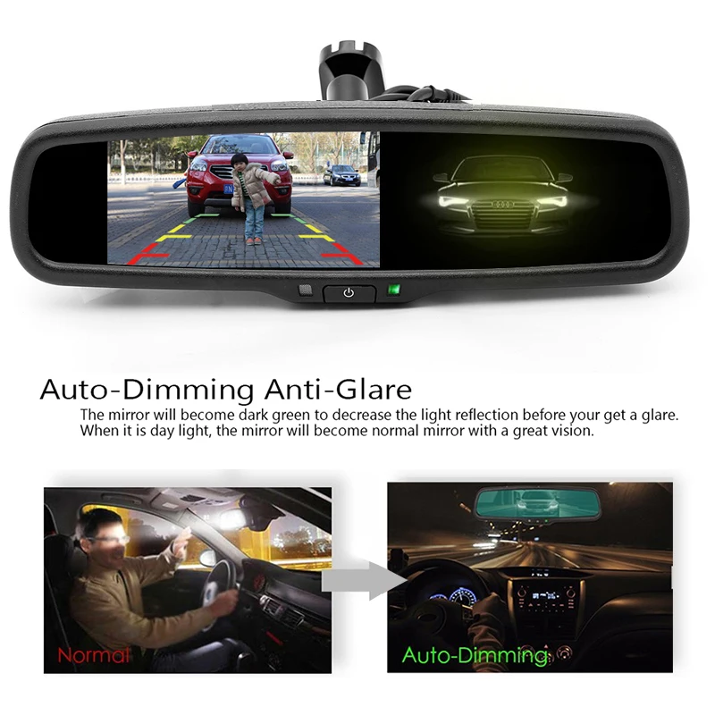 Sistema monitoraggio inverso di Backup con parcheggio KKmoon Monitor per Auto da 4,3 Pollici 480 x 272 Display Colori LCD TFT Schermo Monitor retrovisore con 2 ingressi AV telecamere retrovisive