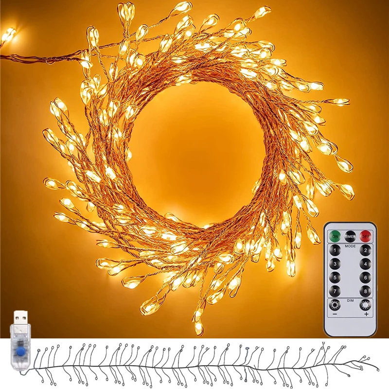 

200/100 LEDS String Lights Firecracker Fairy Light 8 Modes USB Copper Wire Garland Lights Xmas Holiday Wedding Party Home Decor