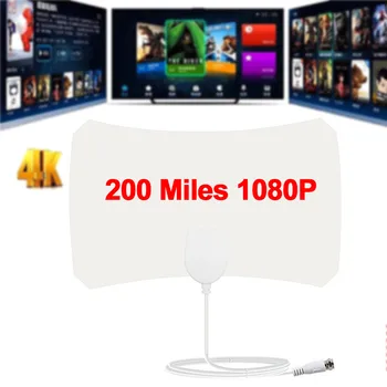 

HDTV Without Amplifier White HD Durable 200 Mile Range Antenna Portable Plastic Skylink TV Digital Mini Indoor 1080P