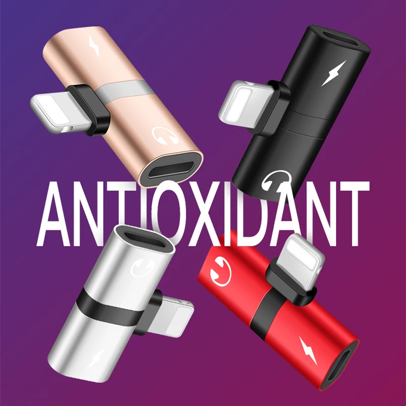 

2in1 Dual Ports Headphone Adapter Phone Case Cover For iPhone 7 8 Plus X XS Max XR Charger Audio Converter Splitter Accessories