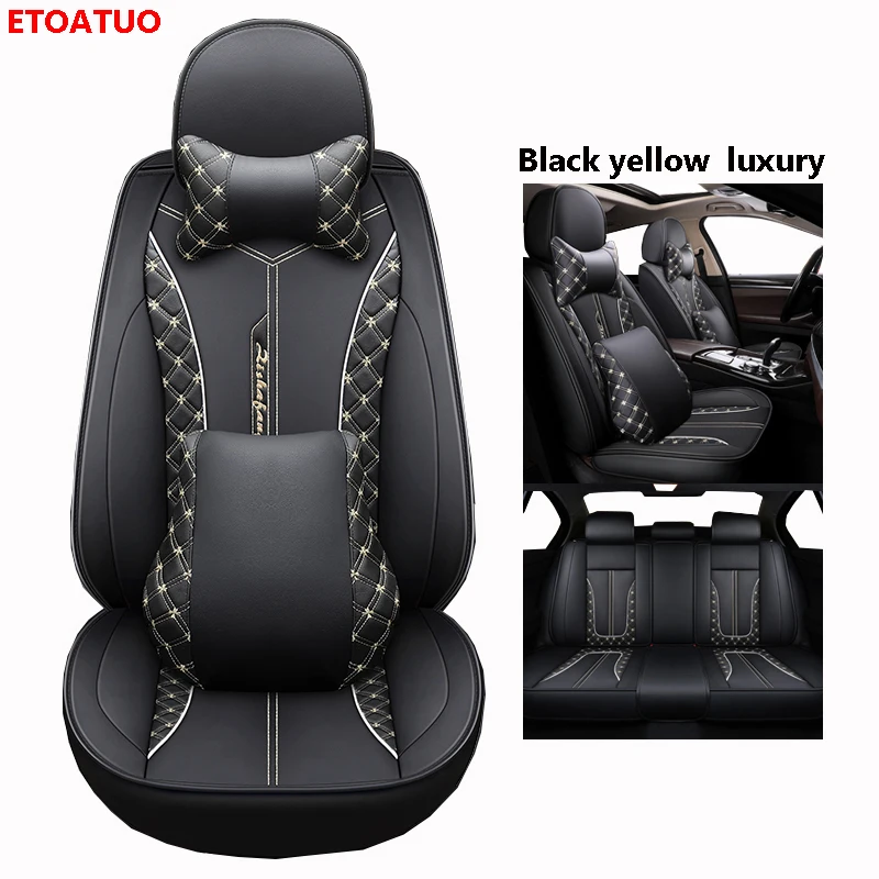 

ETOATUO Universal leather Car Seat covers for Land Rover All Models Rover Range Evoque Sport Freelander Discovery 3 4 5 car seat