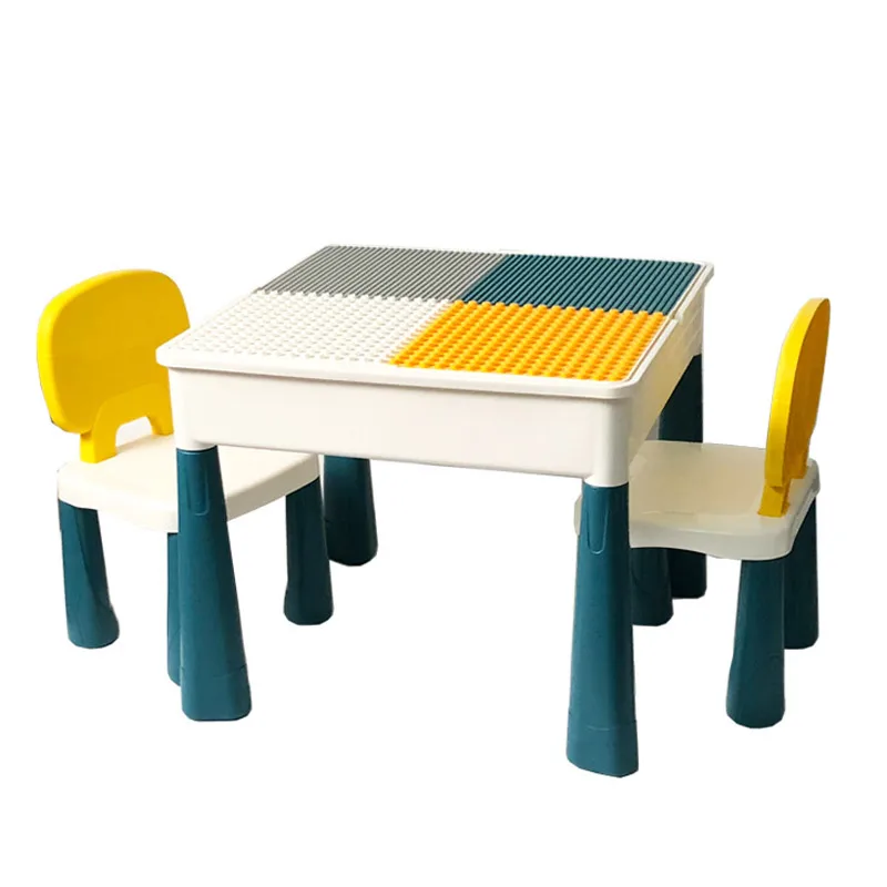 

Mutifunction toy Game table+Chair set for legoing duplos Building block baby Desk with storage box New Year Gift for boy girl