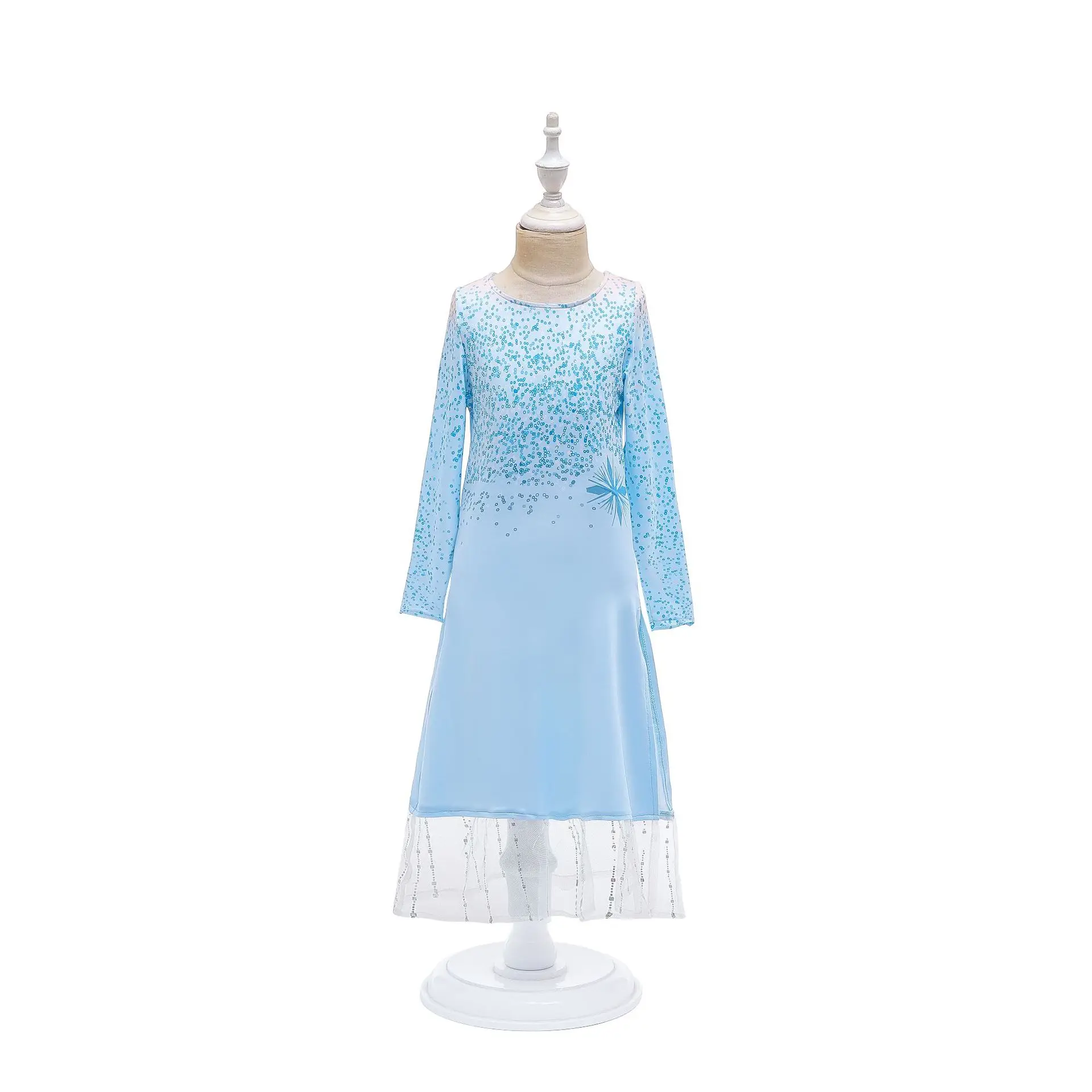 Платье принцессы Анны и Эльзы; платье Снежной Королевы для костюмированной вечеринки, дня рождения, свадьбы, Рождества; платья для маленьких девочек небесно-голубого цвета - Цвет: D0102