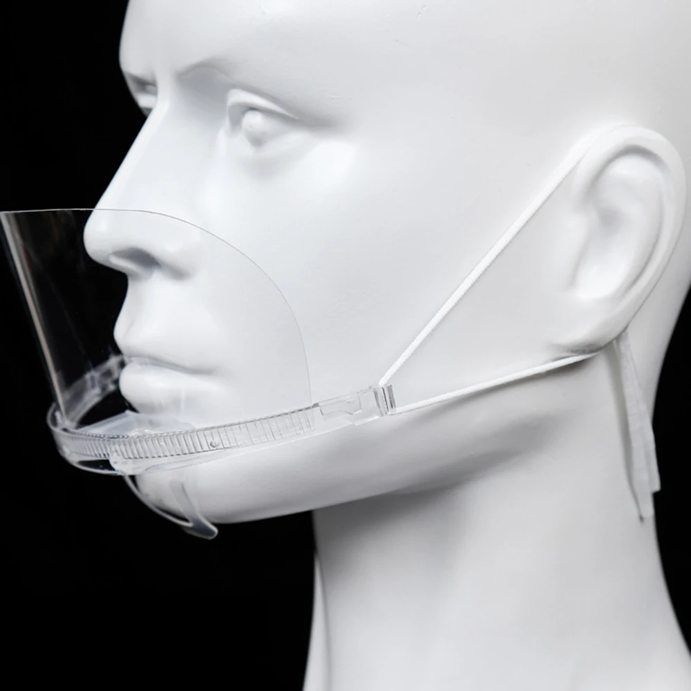 10Pcs Chef Reusable Transparent Anti-fog Mask Shield Cover Restaurant School Plastic Anti-saliva Mouth Shield Mouth Mask Cover face mask