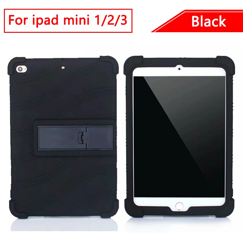 mini 123 black Silicon Cover Case For Apple Ipad Mini 4 5 7.9 inch Tablet Pc Protective Case For Apple Ipad Mini 1 2 3 Shockproof Soft Cover - Цвет: mini 123 black