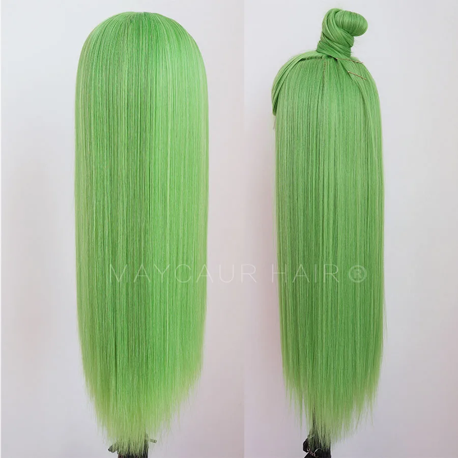 Maycaur Lace Front Wigs Long Straight Hair 22 Inch Lime Green Color Wigs for Fahison Women Synthetic Lace Front Wig (5)