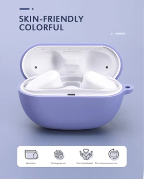 

Anti-fingerprint Dust-proof Protective Cover Silicone Case with Carabiner for SONY WF-SP800N Truly Wireless Earphone