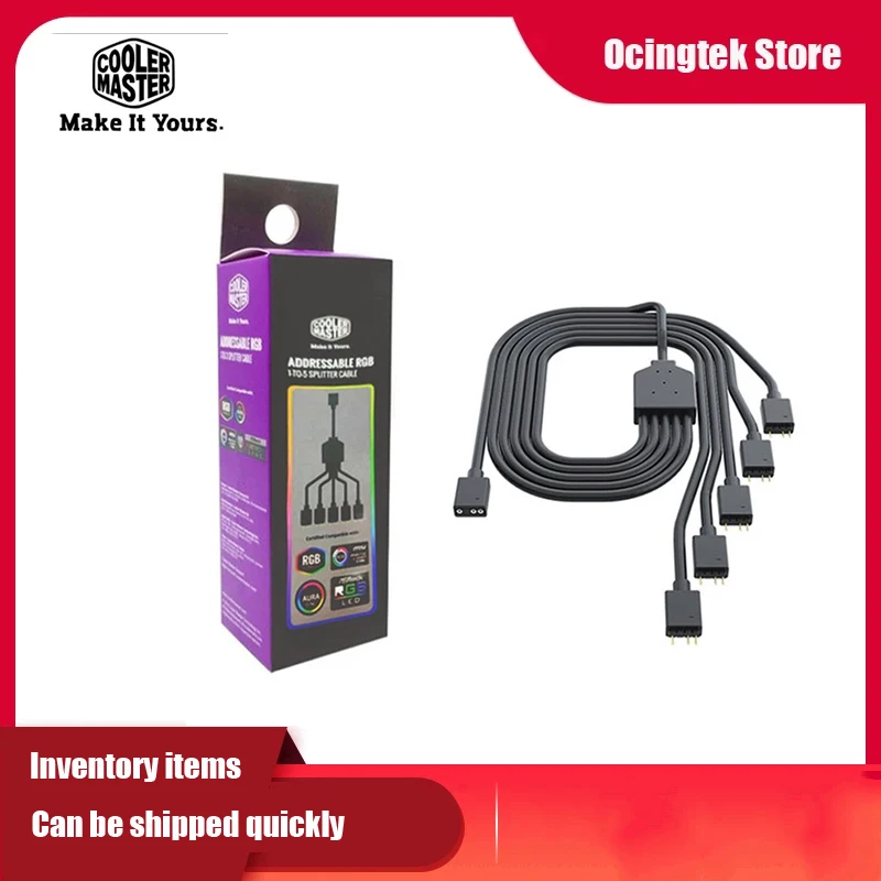Cooler Master 1 to 5 5V 3PIN ARGB adapter cable with pin connector fan computer case for MSI ASUS | Компьютеры и офис