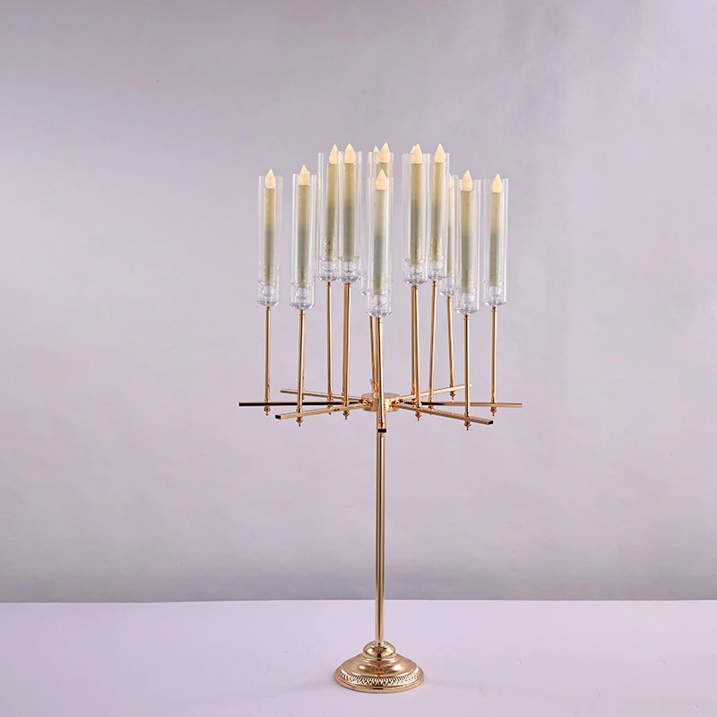 

16 Heads Candlestick Wedding Table Center Flower Stand Glass Candle Holder Party Metal Road Lead