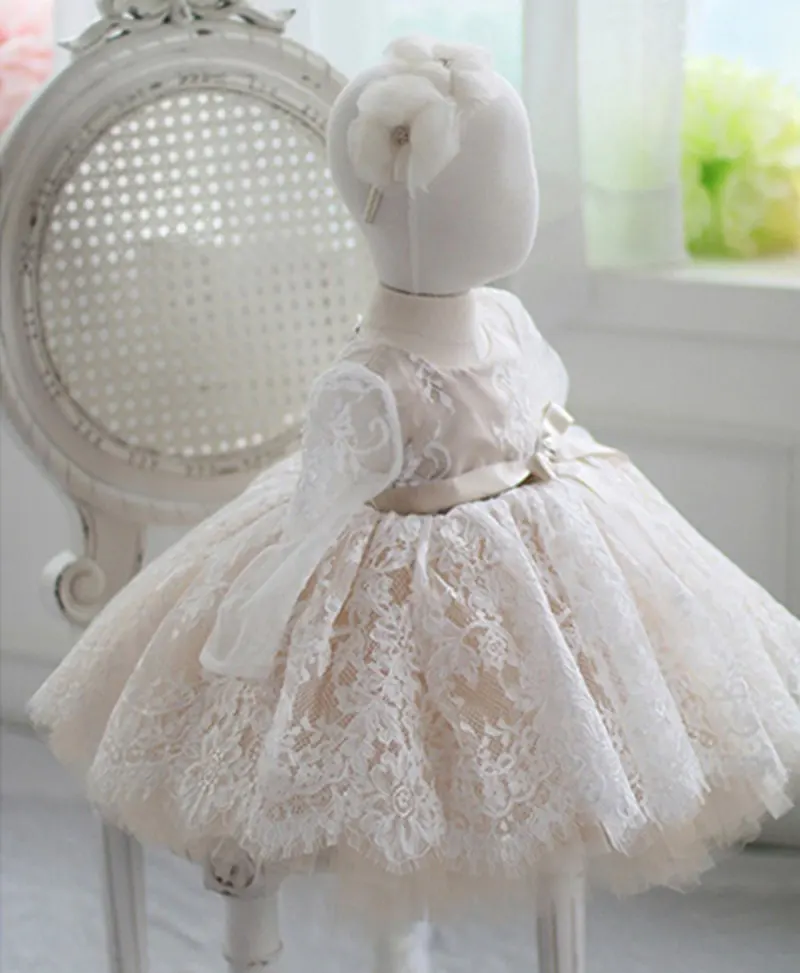 Платье с цветочным узором для девочек 1 год кружевное платье-пачка для свадьбы, зимнее детское вечернее платье с длинными рукавами платье принцессы, одежда WG-004