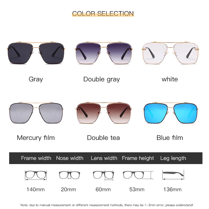 2021 Fashion Cool Men Driving Glasses Goggle Summer Style Gradient Brown  Sunglasses Vintage Pilot Sun Glasses Punk Oculos De Sol