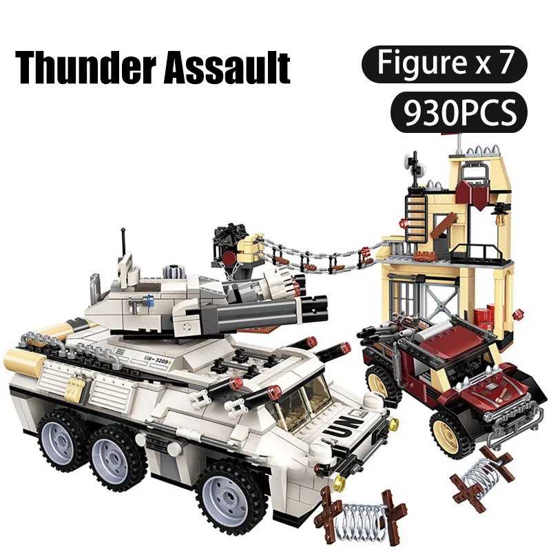 

930PCS 3209 Military war Armored vehicle tank model Thunder Assault Model building Bricks blocks assemble toys for children Gift