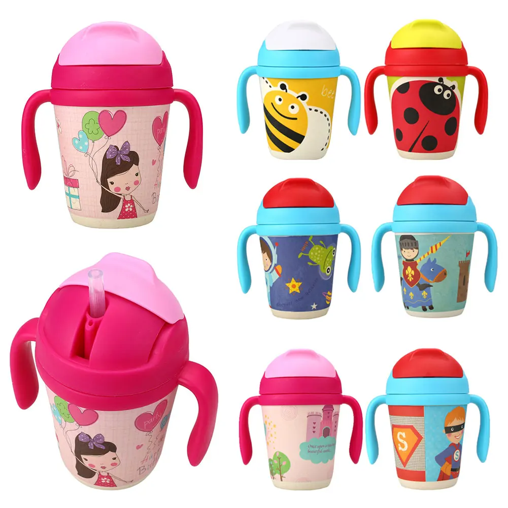

300ml Baby Infant Toddler Children Learn Drinking Straw Bottle Sippy Cup a Bottle Cartoons Straw bottle Sippy Cup Summer Storage
