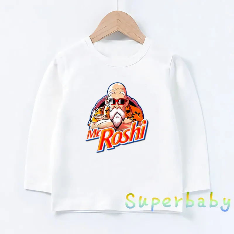 Детская футболка с принтом из аниме «Жемчуг дракона Z Master Roshi» Забавные топы с рисунками для маленьких мальчиков и девочек, детская футболка с длинными рукавами LKP5216